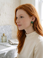 Chanel Rare Green Gripoix & CC Logo Clip Earrings