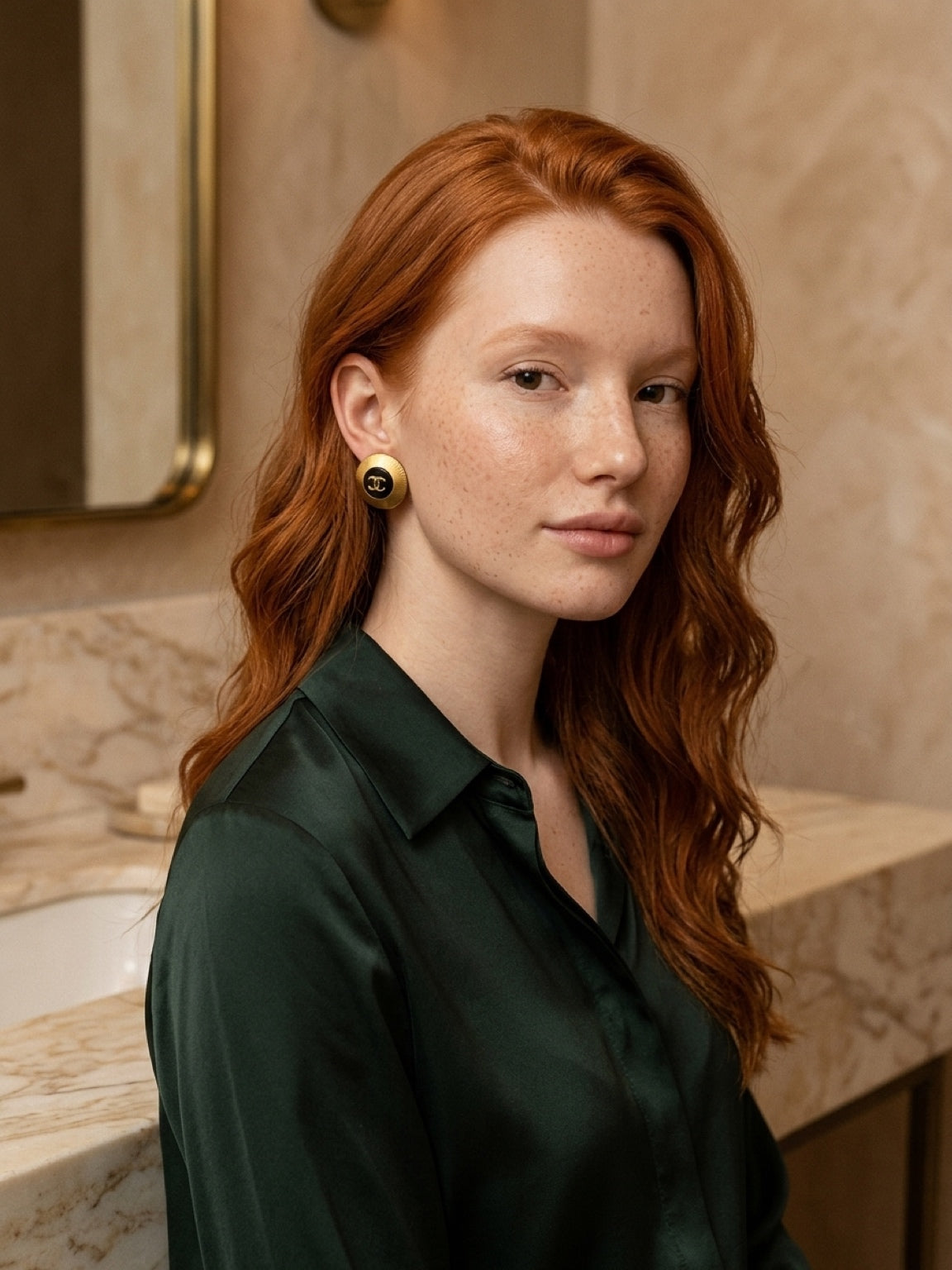 Chanel Sunburst CC Logo Black Clip Earrings