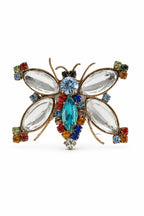 Vintage Butterfly Brooch with Clear Crystal Wings