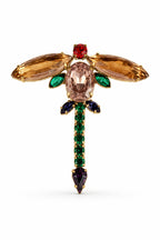 Vintage Dragonfly Brooch with Topaz Crystal Wings