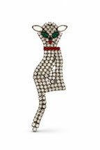 Vintage Clear Crystal Cat Brooch