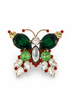 Vintage Emerald & Ruby Crystal Butterfly Brooch