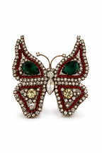 Vintage Ruby & Emerald Pavé Butterfly Brooch