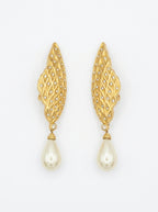 Vintage Christian Dior Leaf-Shaped Pearl Clip Earrings – view 5