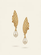 Vintage Christian Dior Leaf-Shaped Pearl Clip Earrings – view 4