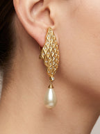 Vintage Christian Dior Leaf-Shaped Pearl Clip Earrings – view 2