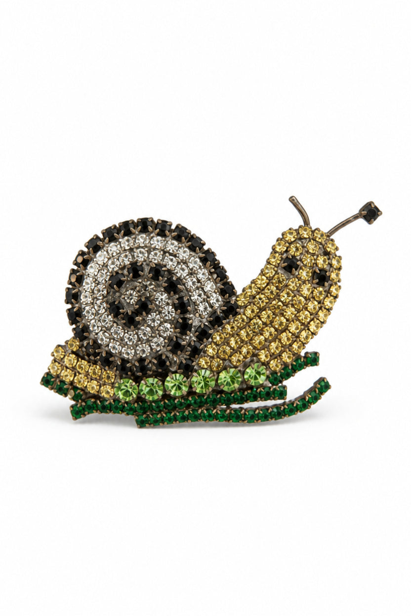 Vintage Crystal Snail Brooch