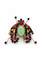 Vintage Beetle Brooch with Green Cabochon