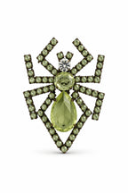 Vintage Green Crystal Spider Brooch