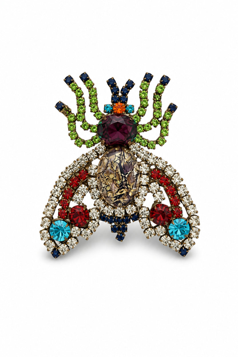 Vintage Fly Brooch with Foil Glass Body