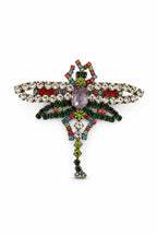 Vintage Multicolour Crystal Dragonfly Brooch