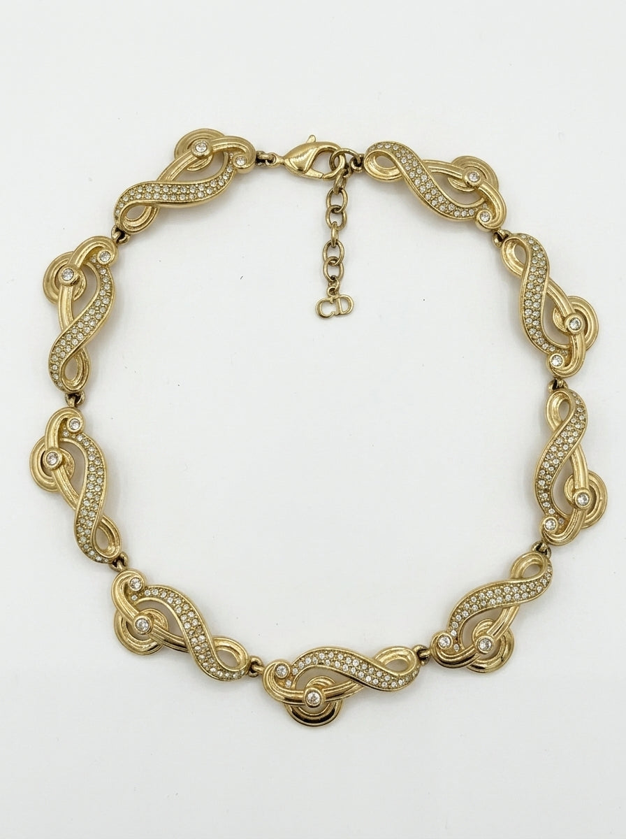 Vintage Christian Dior Wavy Crystal Necklace – view 5