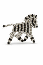 Vintage Crystal Zebra Brooch