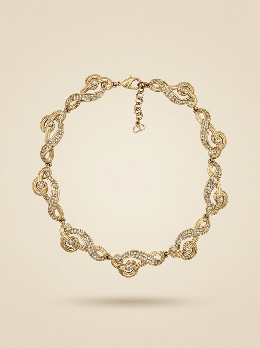 Vintage Christian Dior Wavy Crystal Necklace – view 6
