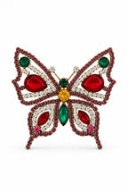 Vintage Ruby & Amethyst Crystal Butterfly Brooch