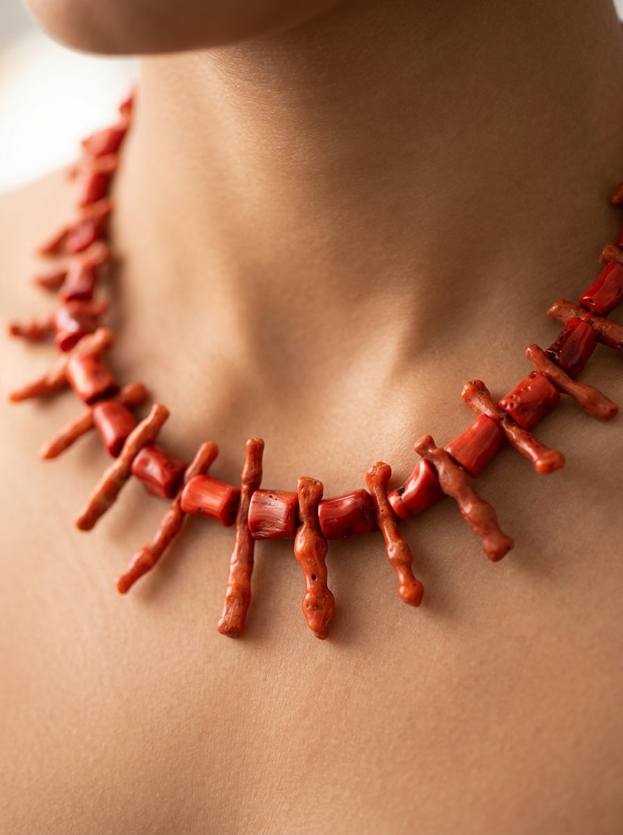 Moschino Vintage Statement Necklace – Red Coral – view 3