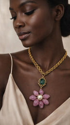 Vintage Moschino – Statement Necklace with Flower Pendant – view 2