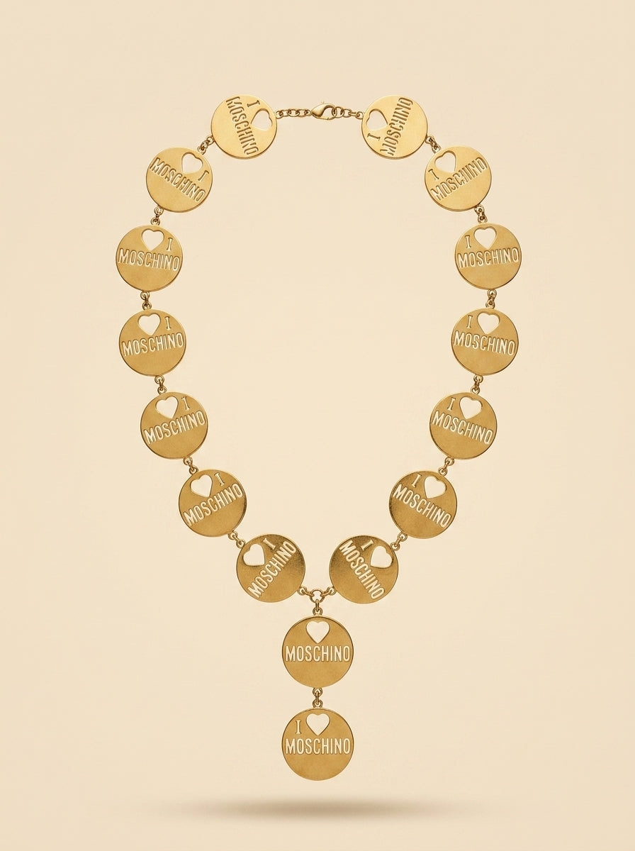 Vintage “I ♥ Moschino” Round Plaques Necklace – view 4