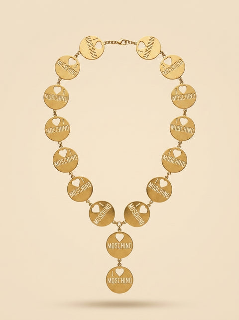 “I ♥ Moschino” Round Plaques Necklace