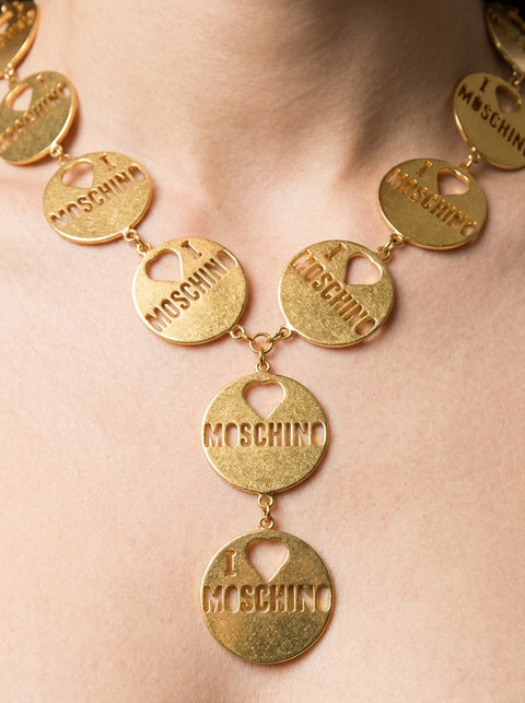 “I ♥ Moschino” Round Plaques Necklace