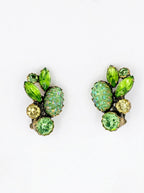 Vintage Elsa Schiaparelli 1950s 'Lava' rock green Clip Earrings – view 4