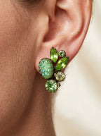 Vintage Elsa Schiaparelli 1950s 'Lava' rock green Clip Earrings – view 2