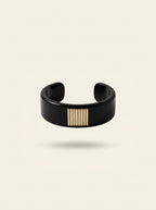 Lanvin Black Resin Bangle with Gold & Silver Bars