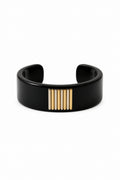 Lanvin Black Resin Bangle with Gold & Silver Bars