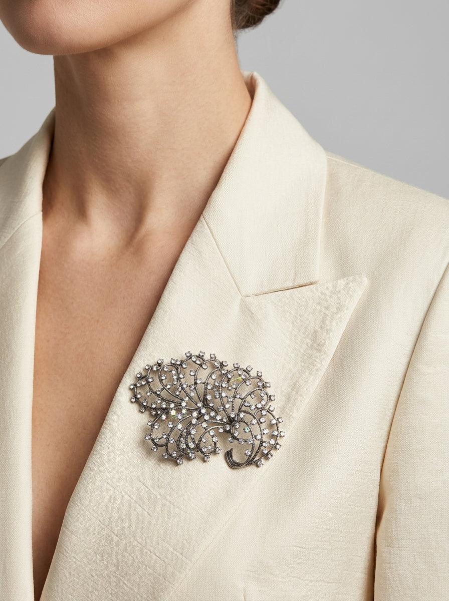 Vintage Elsa Schiaparelli – Crystal Cascade Brooch – view 2