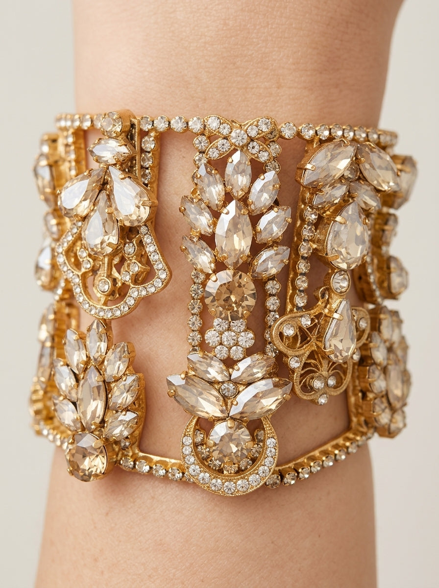 Vintage Dolce & Gabbana Open Cuff Floral Crystal Bracelet – view 4