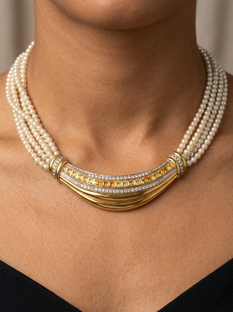 Lanvin Pearl & Rhinestone Necklace