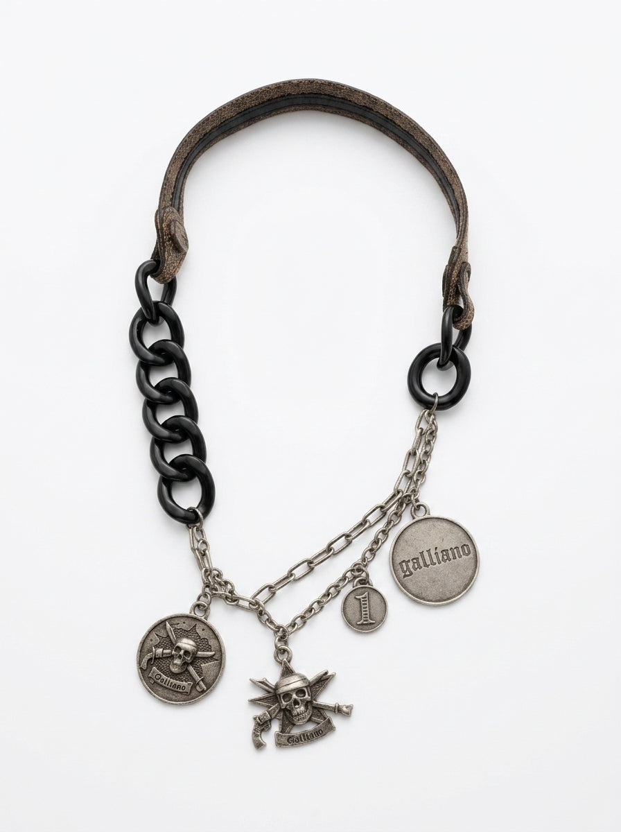 John Galliano Skull Charm Necklace