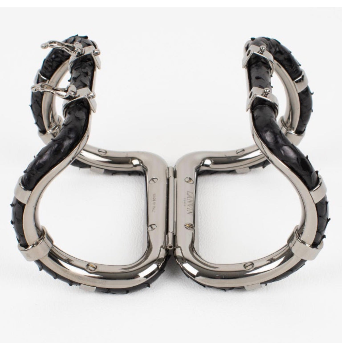 Lanvin Black Python Sculptural Cuff Bracelet (1980s)