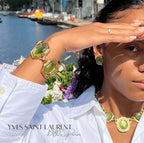 Vintage Yves Saint Laurent Bright Green Cabochon Necklace – view 3