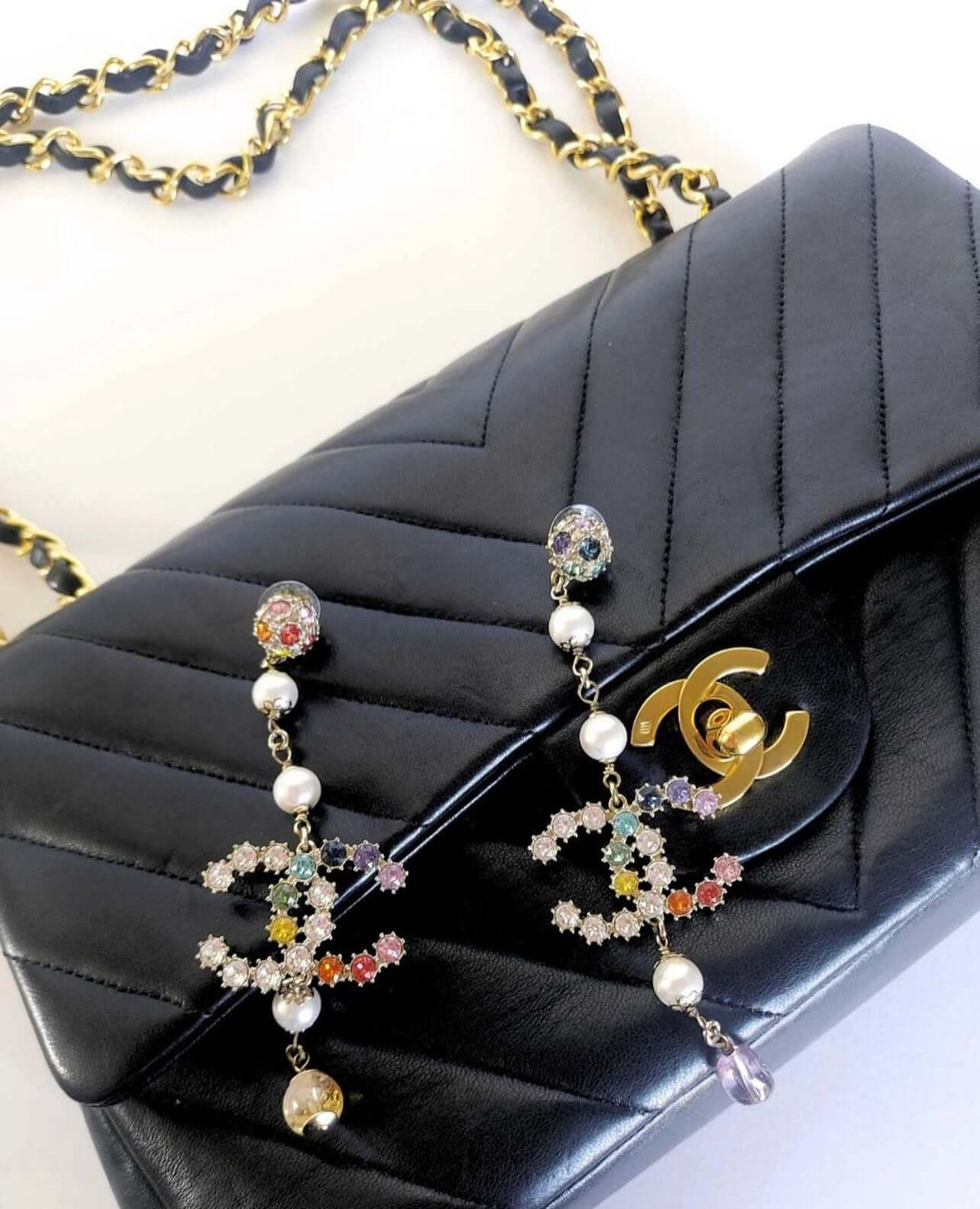 Vintage Chanel CC Chandelier Earrings – view 4