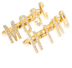 Vintage Moschino Chunky Logo Crystal Knuckle Ring Set – view 4