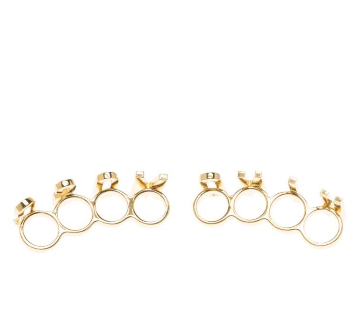 Vintage Moschino Chunky Logo Crystal Knuckle Ring Set – view 6