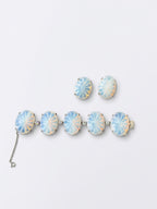 Schiaparelli Opaline Glass Jewelry Set – Bracelet & Clip Earrings