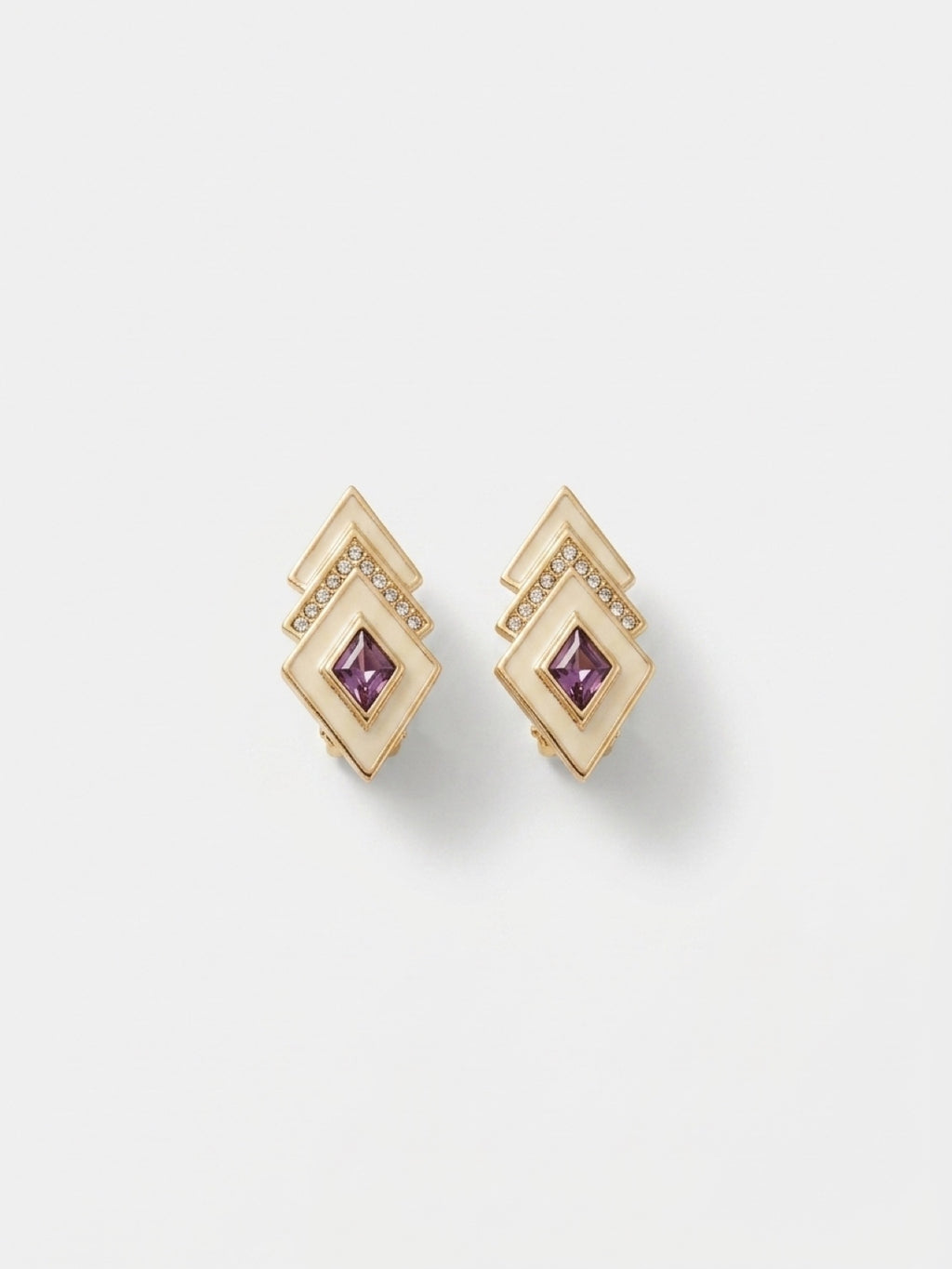 Christian Dior Geometric Crystal Clip-On Earrings