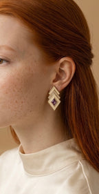 Christian Dior Geometric Crystal Clip-On Earrings
