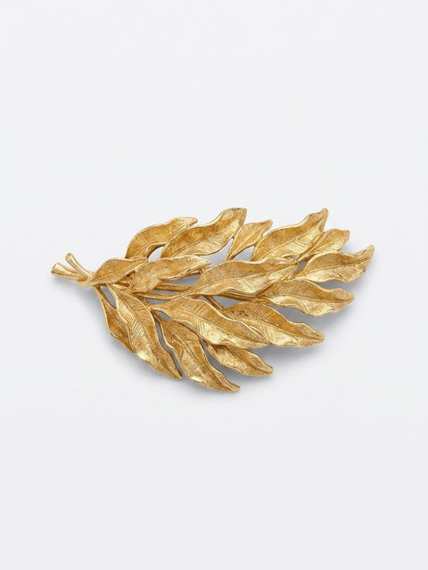 Coro XL Gold Leaf Statement Brooch