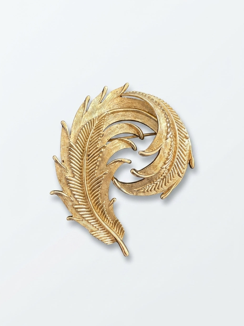 Vintage Trifari XL Feather Swirl Statement Brooch