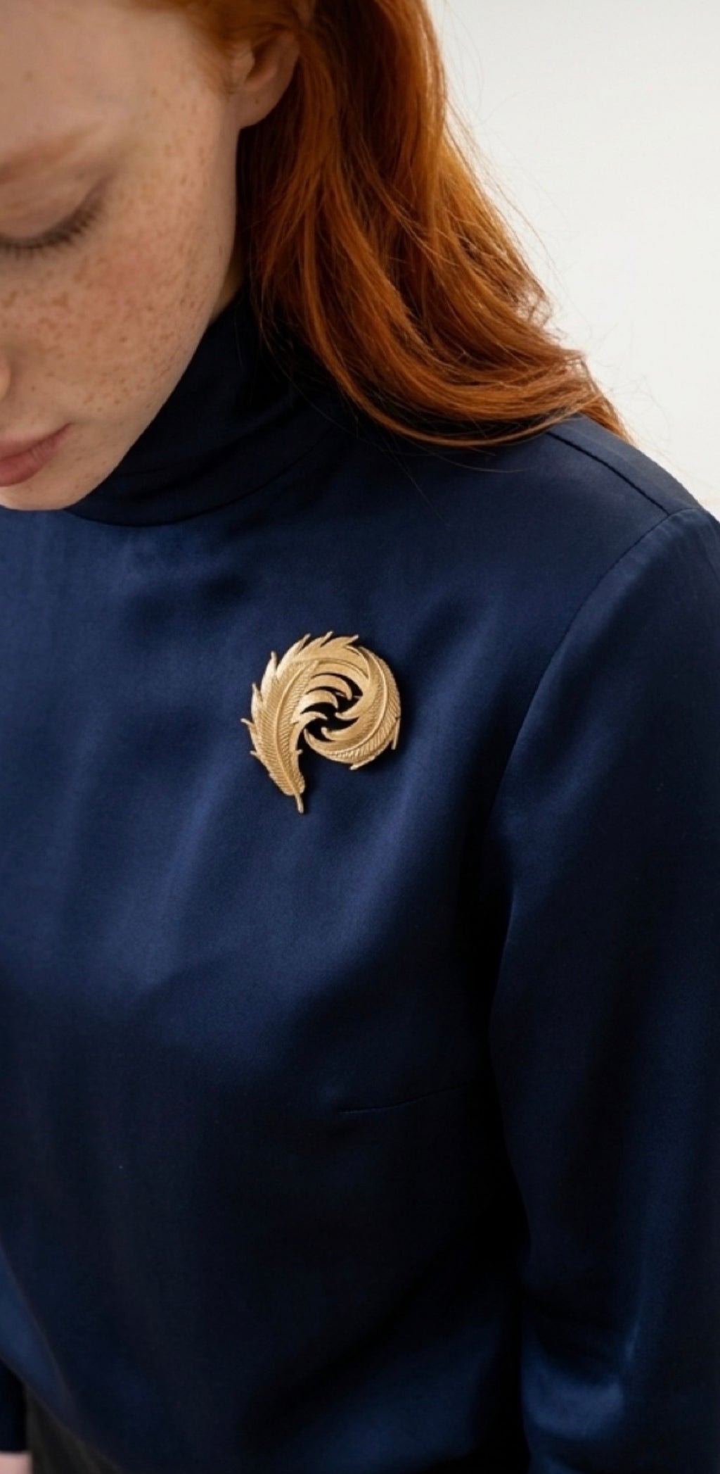 Vintage Trifari XL Feather Swirl Statement Brooch