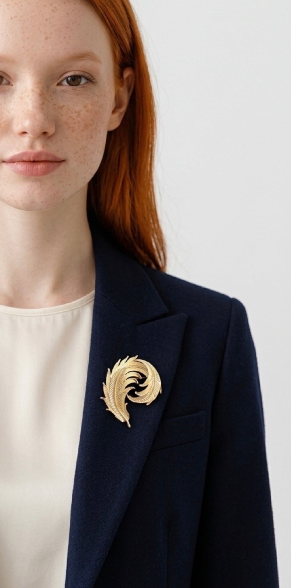 Vintage Trifari XL Feather Swirl Statement Brooch