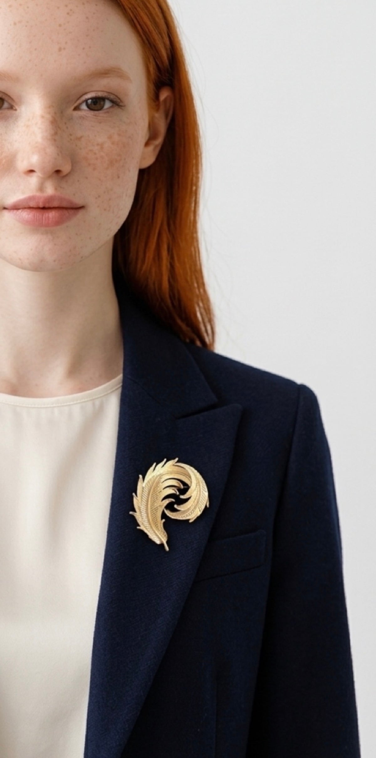 Vintage Trifari XL Feather Swirl Statement Brooch