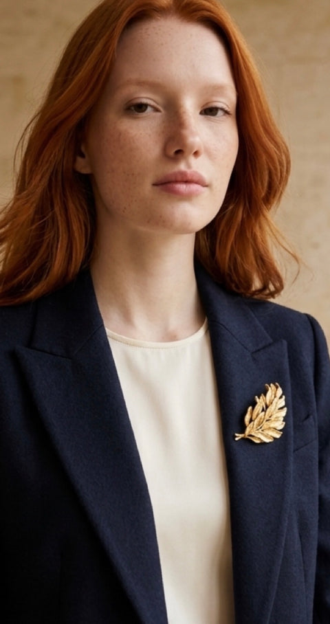 Coro XL Gold Leaf Statement Brooch