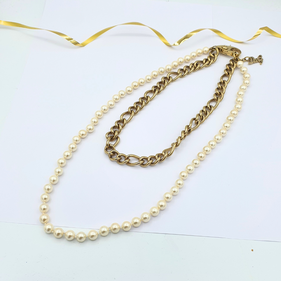 Vintage Dolce & Gabbana Punk & Pearl Necklace – view 2