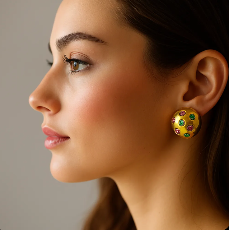 Vintage Round Hammered Yves Saint Laurent Clip Earrings – view 2