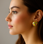 Vintage Round Hammered Yves Saint Laurent Clip Earrings – view 2