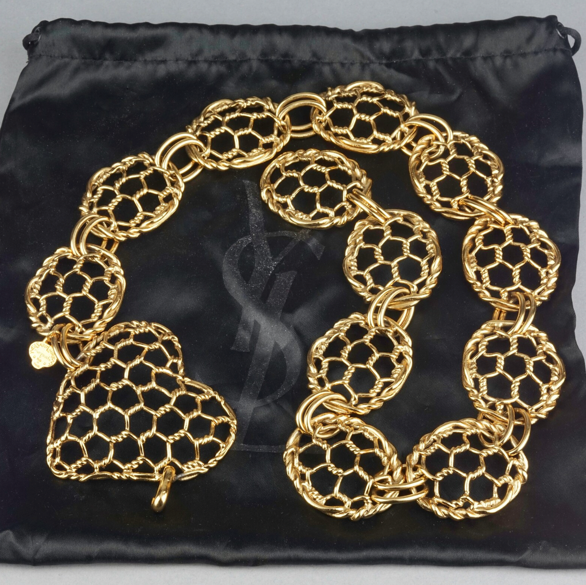 Vintage Yves Saint Laurent Openwork Honeycomb Motif Choker - Necklace - Belt – view 6